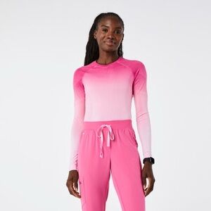 FIGS Ombré F’ing Pink Salta Seamless Longsleeve Underscrub Top Size Small